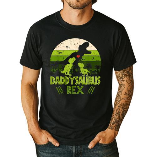 Daddysaurus Rex 2 Kids Sunset Tshirt For Fathers Day Men's Casual T-Shirt - Father's Day Fun