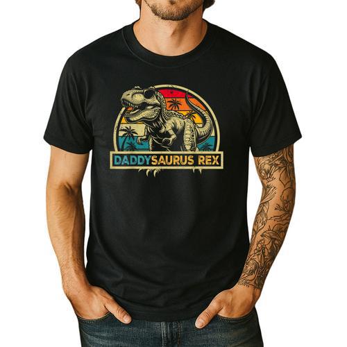 Daddysaurus Rex Dinosaur Daddy Saurus Rex Family Matching Men's Casual T-Shirt - Father's Day Fun