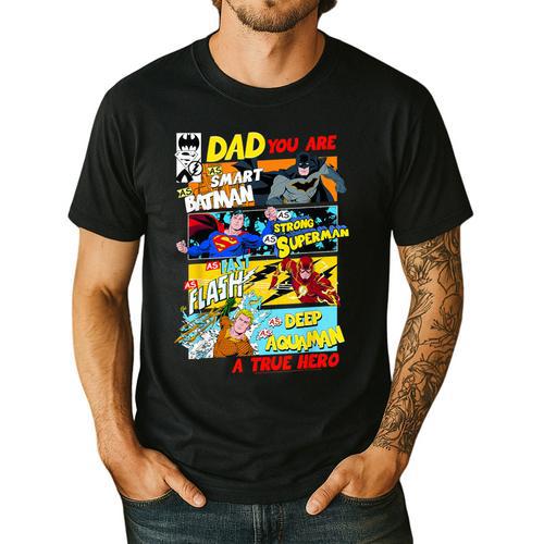 DC Comics Father's Day Justice League Dad Attributes Men's Casual T-Shirt - Father's Day Fun