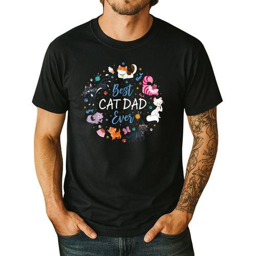 Disney Pet Parent Father’s Day Disney Cats Best Cat Dad Ever Men's Casual T-Shirt - Father's Day Fun