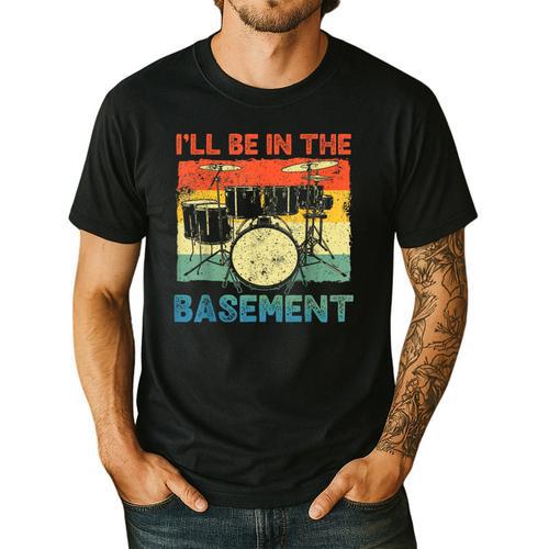 Drumming Basement Drum Set Drummer Rock Dad Grandpa Men's Casual T-Shirt - Father's Day Fun