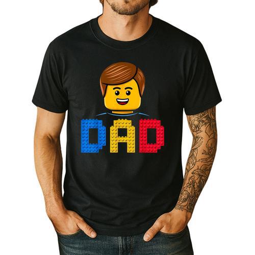 Family Dad Master Builder Building Bricks Blocks Fathers Day Men's Casual T-Shirt - Father's Day Fun