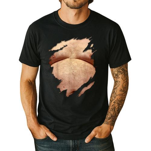 Fat Hairy Guy Big Stomach & Man Boobs Fat Dad BOD Men's Casual T-Shirt - Father's Day Fun