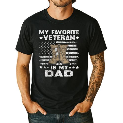 Father Veterans Day My Favorite Veteran Is My Dad For Kids Men's Casual T-Shirt - Father's Day Fun