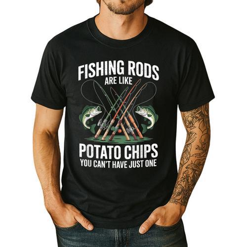 Fishing Rods Are Like Potato Chips Dad Fisherman Men's Casual T-Shirt - Father's Day Fun