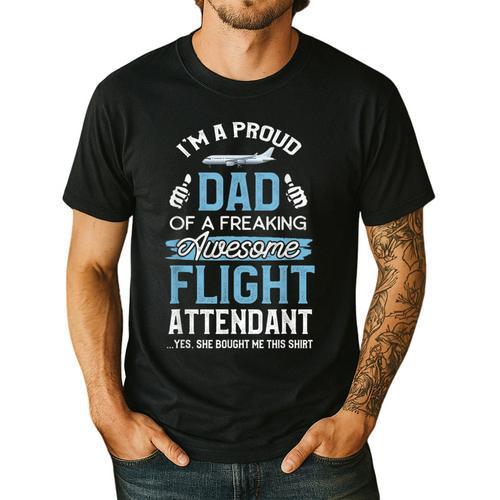 Flight Attendant Shirt For Dad Father Flight Attendant Men's Casual T-Shirt - Father's Day Fun