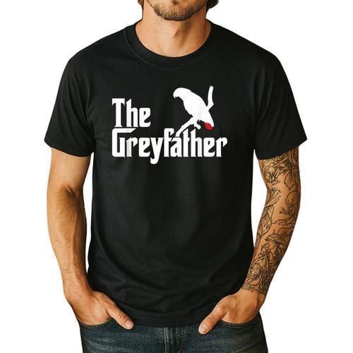 The Greyfather African Grey Parrot Lovers Bird's Dad Men's Casual T-Shirt - Father's Day Fun