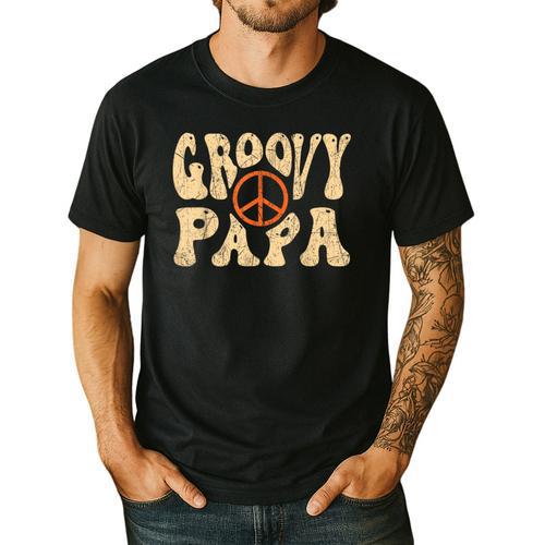Groovy Papa 70s Aesthetic Nostalgia 1970's Retro Dad Men's Casual T-Shirt - Father's Day Fun