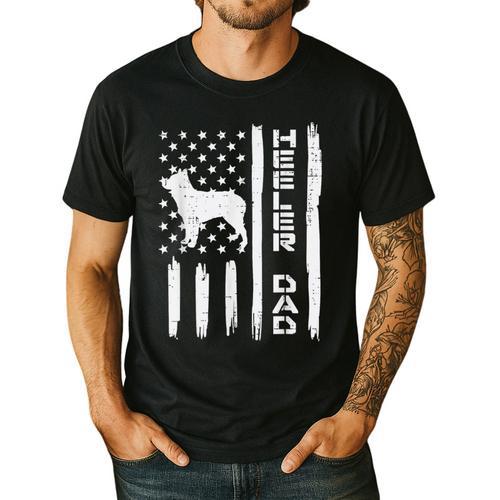 Heeler Dad Flag Vintage Blue Red Cattle Dog Patriot Men Men's Casual T-Shirt - Father's Day Fun