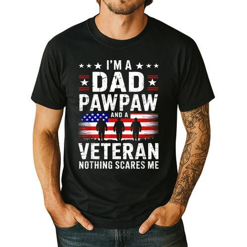 I'm A Dad Pawpaw And A Veteran Shirt Men Grandpa Fathers Day Men's Casual T-Shirt - Father's Day Fun