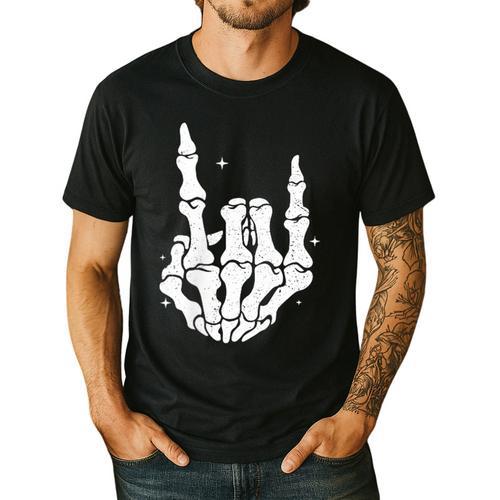 Just A Dad Who Always Came Back 2 Sided Skeleton Men's Casual T-Shirt - Father's Day Fun