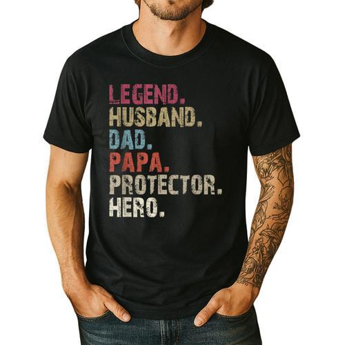 Legend Husband Dad Papa Protector Hero For Dad Men's Casual T-Shirt - Father's Day Fun