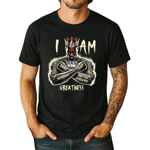 I Am Man King Powerful Dad Afro Melanin Men's Casual T-Shirt - Father's Day Fun