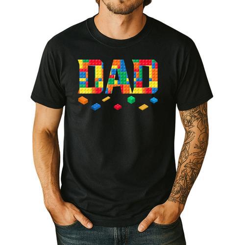 Master Builder Dad Birthday Boy Building Bricks Blocks Daddy Men's Casual T-Shirt - Father's Day Fun