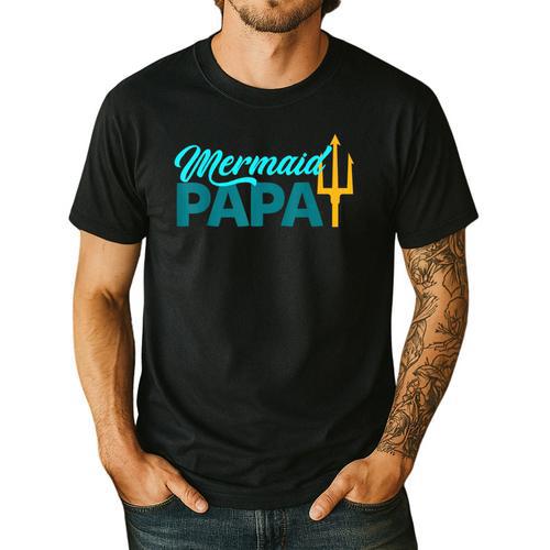 Mermaid Dad Mermaid Papa Grandpa Security Party Small Men's Casual T-Shirt - Father's Day Fun