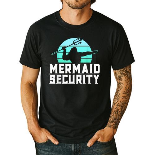 Mermaid Security Shirt Boys Swimmer Dad Merdad Trident Men's Casual T-Shirt - Father's Day Fun