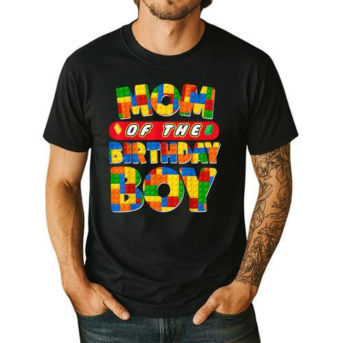 Mom And Dad Birthday Boy Building Bricks Family Party Decor Men's Casual T-Shirt - Father's Day Fun