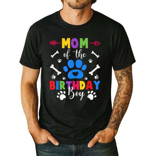 Mom And Dad Mom Of The Birthday Boy Dog Paw Family Matching Men's Casual T-Shirt - Father's Day Fun