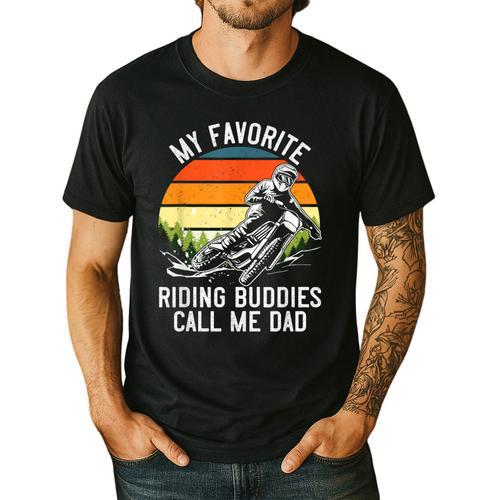 Motorcycle Dad Dirt Bike Shirt Motocross Riding Buddies Men's Casual T-Shirt - Father's Day Fun