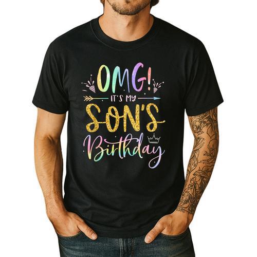 OMG It's My Son's Birthday Happy Bday Tie Dye Mom Dad Men's Casual T-Shirt - Father's Day Fun