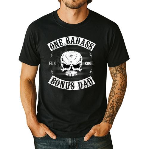 One Badass Bonus Step Dad Birthday Stepdad Men's Casual T-Shirt - Father's Day Fun