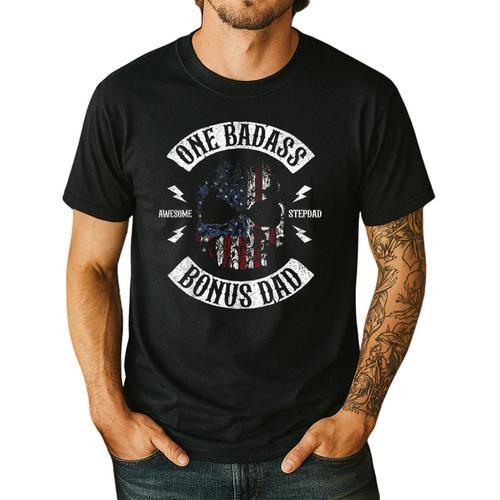 One Badass Bonus Stepdad Birthday Step Dad Men's Casual T-Shirt - Father's Day Fun