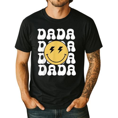One Happy Family Birthday Matching Apparel Dada One Happy Dude Birthday Theme Family Matching Adult Child Short Sleeve Crew Neck Classic Fit Polyester 50 Cotton 50 Men's Casual T-Shirt - Father's Day Fun