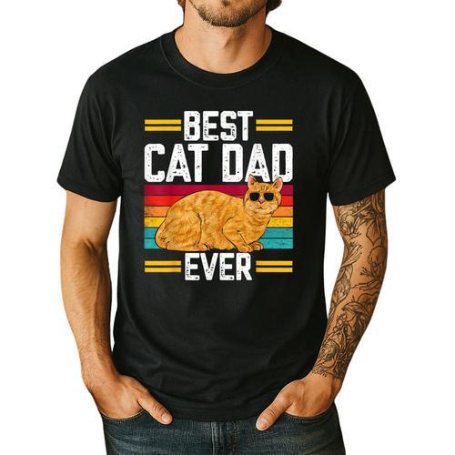 Orange Cat Best Cat Dad Ever Orange Tabby Cat Men's Casual T-Shirt - Father's Day Fun