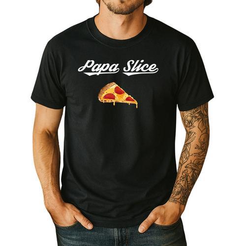 Papa Slice Pizza Belly Expectant Dad Pizza Pregnancy Reveal Men's Casual T-Shirt - Father's Day Fun