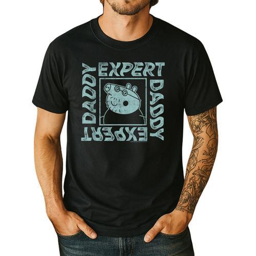 Peppa Pig Father's Day Expert Daddy Vintage Faded Box Logo Men's Casual T-Shirt - Father's Day Fun