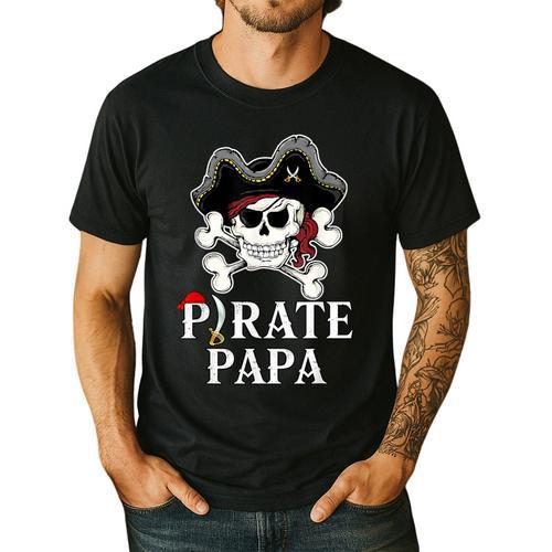Pirate Papa Costume Jolly Roger Crossbones Pirate Dad Men's Casual T-Shirt - Father's Day Fun