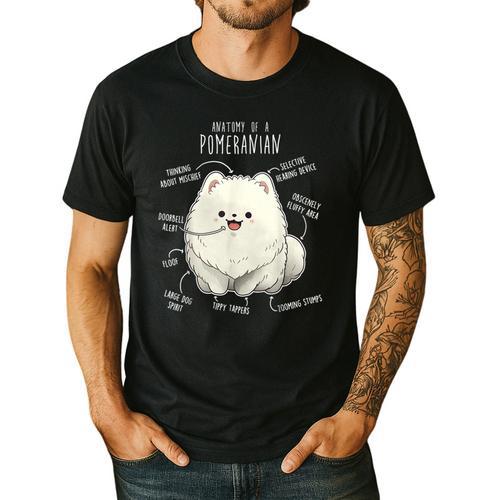 Pomeranian Anatomy Cute Pet Pom Mom Dog Dad For Men Women Girls Kids Men's Casual T-Shirt - Father's Day Fun