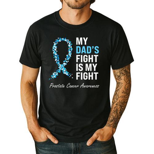 Prostate Cancer Awareness Light Blue Ribbon Dad Survivor Men's Casual T-Shirt - Father's Day Fun
