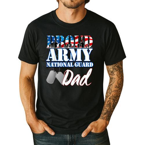 Proud Army National Guard Dad Fathers Day Shirt Men Men's Casual T-Shirt - Father's Day Fun