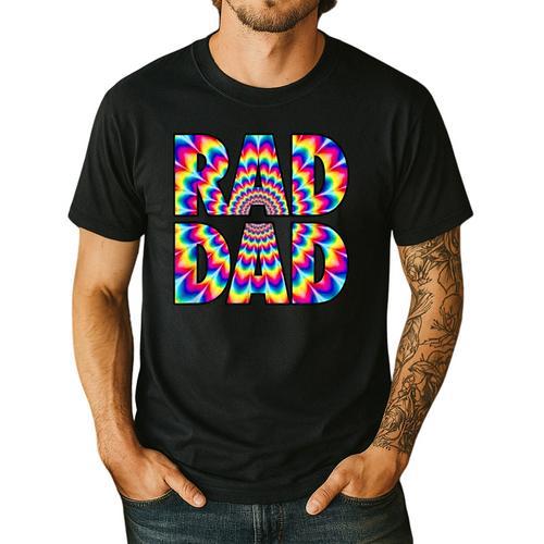 Rad Dad Trippy Hippie Tie-Dye Rainbow 70s Vibes Novelty Men's Casual T-Shirt - Father's Day Fun