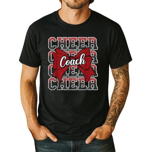 Red Sport Loud Proud Cheer Coach Dad Father's Day Men's Casual T-Shirt - Father's Day Fun