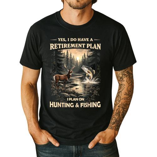 Retirement Plan On Hunting & Fishing Fisherman Hunter Dad Men's Casual T-Shirt - Father's Day Fun