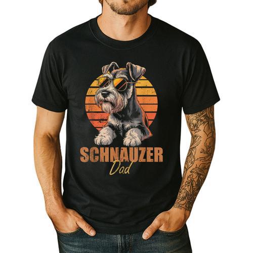 Retro Miniature Schnauzer Dad Vintage Dog Lovers Men's Casual T-Shirt - Father's Day Fun