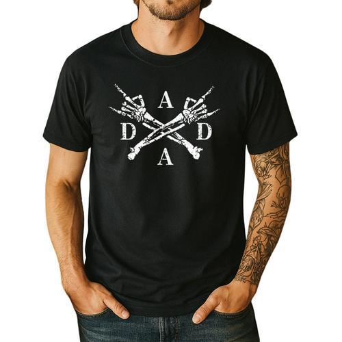 Retro Pocket Dada Daddy Papa Fathers Day Skeleton Men's Casual T-Shirt - Father's Day Fun