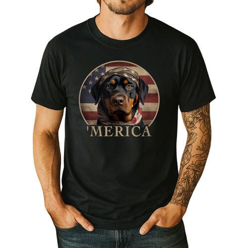 Rottie Dog Mom Dad 'Merica Rottweiler Men's Casual T-Shirt - Father's Day Fun