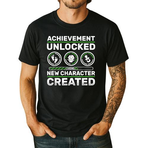 Schwangerschaft Verknden Geschenk Zocker New Character Created Pregnancy Announcement Dad Gamer Men's Casual T-Shirt - Father's Day Fun