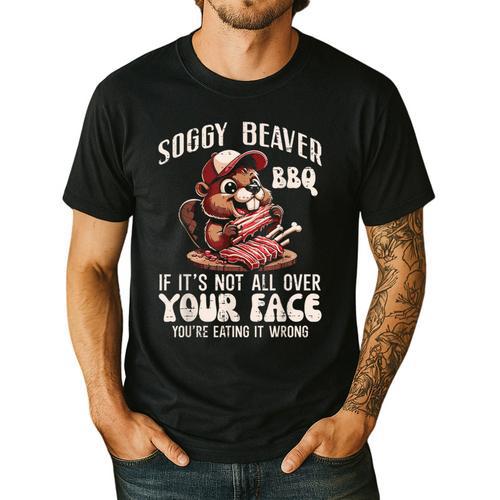 Soggy Beaver Bbq Barbecue Grill Master Humor Dad Men Men's Casual T-Shirt - Father's Day Fun