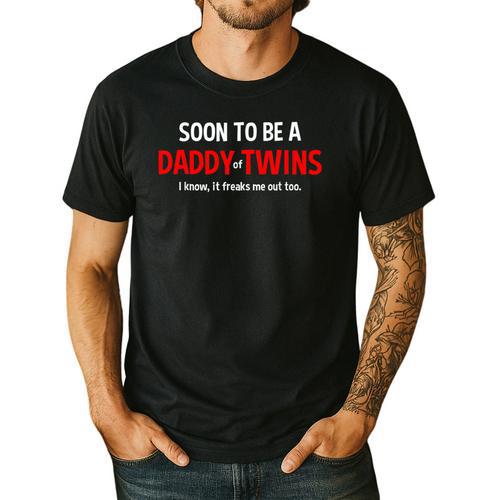 Soon To Be A Daddy Of Twins Expecting Father Men's Casual T-Shirt - Father's Day Fun