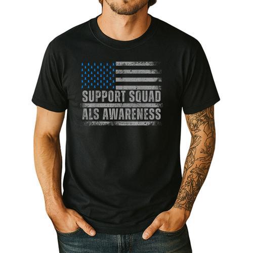 Support ALS Awareness Month USA American Flag Men Dad Men's Casual T-Shirt - Father's Day Fun