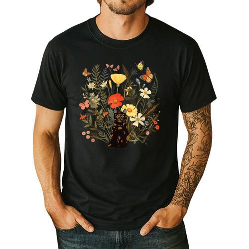 Tortie Cat Owner Flowers Tortie Cat Mom Tortie Cat Dad For Men Women Kids Men's Casual T-Shirt - Father's Day Fun