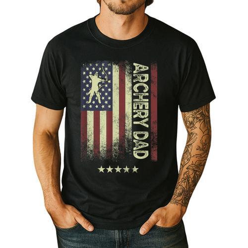 USA American Flag Archery Dad Men's Casual T-Shirt - Father's Day Fun