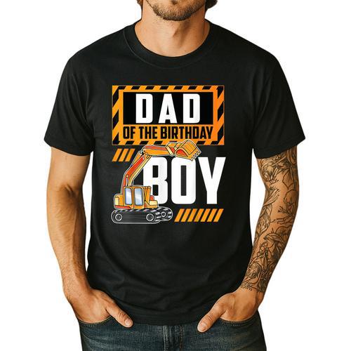 Vehicle Construction Excavator Dad Of The Birthday Boy Small Men's Casual T-Shirt - Father's Day Fun