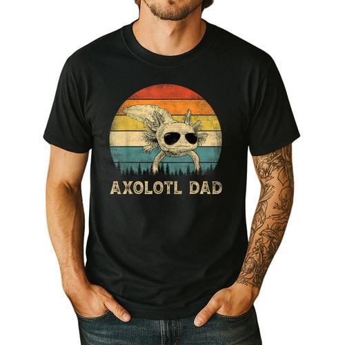 Vintage Axolotl Dad Axolotl Lovers Daddy Father's Day Men's Casual T-Shirt - Father's Day Fun