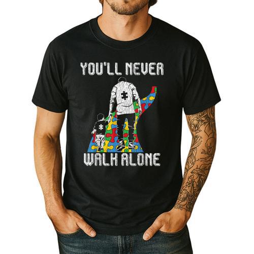 Vintage Father Son Family Autistic Kids Autism Awareness Dad Men's Casual T-Shirt - Father's Day Fun