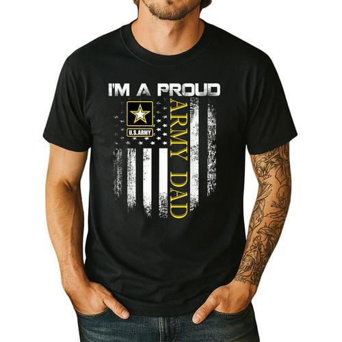 Vintage I'm A Proud Army Dad With American Flag Men's Casual T-Shirt - Father's Day Fun
